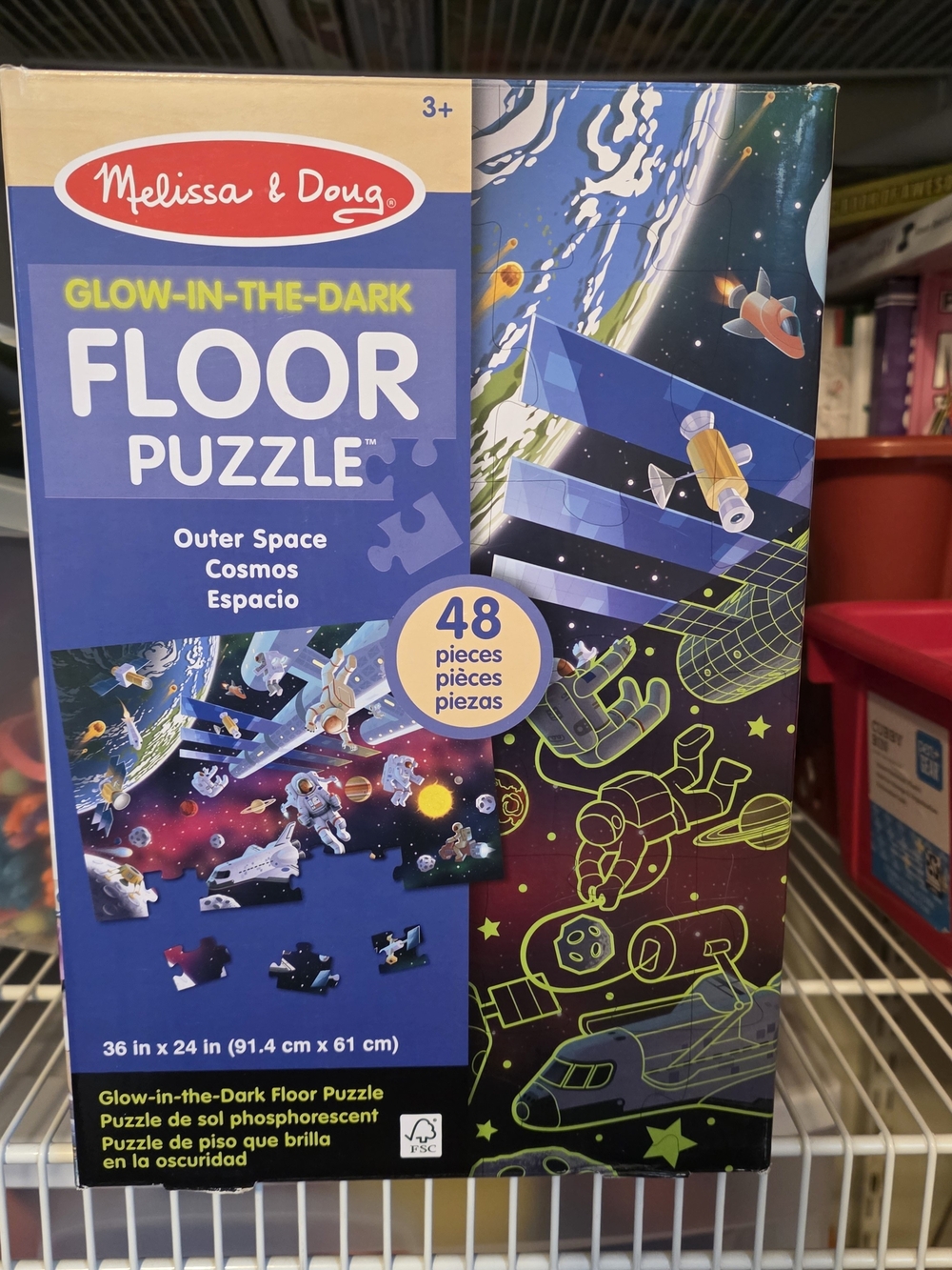 Melissa & Doug Glow-in-the-Dark Outer Space Floor Puzzle - Blue, Green, Yellow